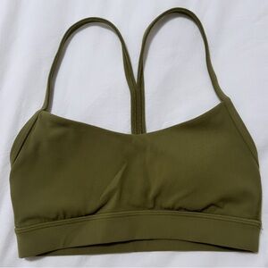 Lululemon bronze green flow y nulu sports bra size 2